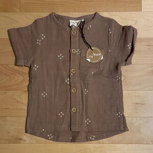 Linen Brown Kids Button Down Shirt